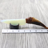 Goat Horn Handle Opalite Blade Ornamental Knife #2759     Mountain Man Knife