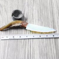 Goat Horn Handle Opalite Blade Ornamental Knife #2759     Mountain Man Knife