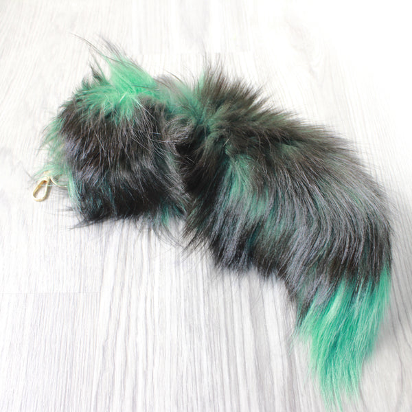 1 Dyed Silver Fox Tail Key Ring #1759  Taxidermy Keychain Tassel Bag Tag