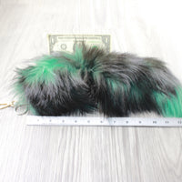 1 Dyed Silver Fox Tail Key Ring #1759  Taxidermy Keychain Tassel Bag Tag