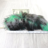 1 Dyed Silver Fox Tail Key Ring #1759  Taxidermy Keychain Tassel Bag Tag