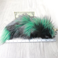 1 Dyed Silver Fox Tail Key Ring #1759  Taxidermy Keychain Tassel Bag Tag