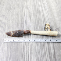 Moose Antler Handle Stone Blade Ornamental Knife #9759    Mountain Man Knife