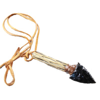 Cholla Cactus Wood Handle  Obsidian Blade Knife Necklace  #5759  Mountain Man Necklace