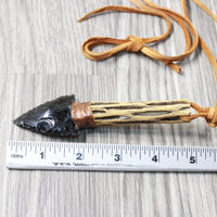 Cholla Cactus Wood Handle  Obsidian Blade Knife Necklace  #5759  Mountain Man Necklace