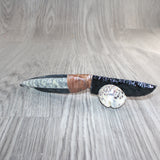 Orthoceras Fossil Handle Obsidian  Blade Ornamental Knife #06768