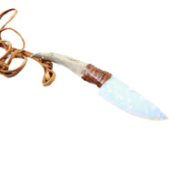 Deer Antler Handle Opalite Blade Knife Necklace  #5859  Mountain Man Necklace