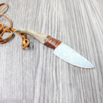 Deer Antler Handle Opalite Blade Knife Necklace  #5859  Mountain Man Necklace