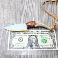 Deer Antler Handle Opalite Blade Knife Necklace  #5859  Mountain Man Necklace