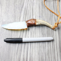 Deer Antler Handle Opalite Blade Knife Necklace  #5859  Mountain Man Necklace