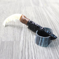 Fox Jaw Handle Obsidian Blade Ornamental Knife #1859  Mountain Man Knife