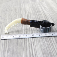 Fox Jaw Handle Obsidian Blade Ornamental Knife #1859  Mountain Man Knife
