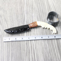 Fox Jaw Handle Obsidian Blade Ornamental Knife #1859  Mountain Man Knife