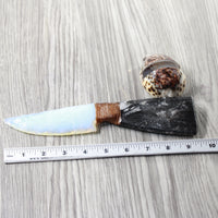 Orthoceras Fossil Handle Opalite Blade Ornamental Knife #8859     Mountain Man Knife