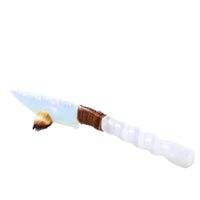 Selenite Spiral Handle Opalite Blade Ornamental Knife #8859     Mountain Man Knife
