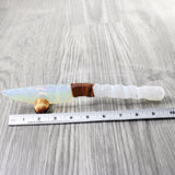 Selenite Spiral Handle Opalite Blade Ornamental Knife #8859     Mountain Man Knife