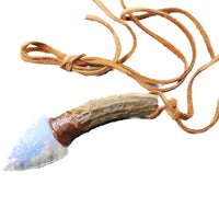 Deer Antler Handle Opalite  Blade Knife Necklace  #6859  Mountain Man Necklace