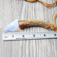 Deer Antler Handle Opalite  Blade Knife Necklace  #6859  Mountain Man Necklace