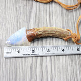 Deer Antler Handle Opalite  Blade Knife Necklace  #6859  Mountain Man Necklace