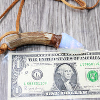 Deer Antler Handle Opalite  Blade Knife Necklace  #6859  Mountain Man Necklace
