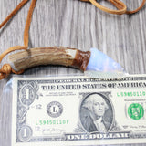 Deer Antler Handle Opalite  Blade Knife Necklace  #6859  Mountain Man Necklace