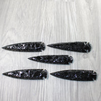 5 Obsidian Ornamental Spearheads  # 9959    Arrowhead