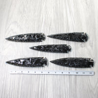 5 Obsidian Ornamental Spearheads  # 9959    Arrowhead