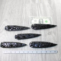 5 Obsidian Ornamental Spearheads  # 9959    Arrowhead