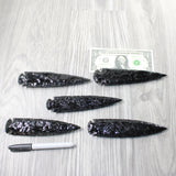 5 Obsidian Ornamental Spearheads  # 9959    Arrowhead