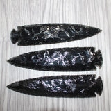 3 Obsidian Ornamental Spearheads  # 368    Arrowhead