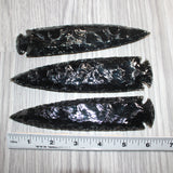 3 Obsidian Ornamental Spearheads  # 368    Arrowhead