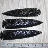 3 Obsidian Ornamental Spearheads  # 368    Arrowhead