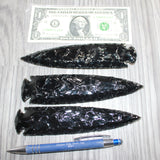 3 Obsidian Ornamental Spearheads  # 368    Arrowhead
