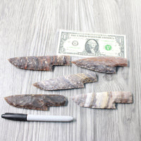 5 Stone Ornamental Knife Blades  #7959     Mountain Man Knife
