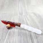 Selenite Spiral Handle Glass Blade Ornamental Knife #3059    Mountain Man Knife