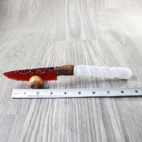 Selenite Spiral Handle Glass Blade Ornamental Knife #3059    Mountain Man Knife