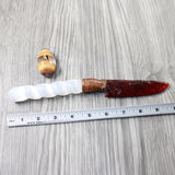 Selenite Spiral Handle Glass Blade Ornamental Knife #3059    Mountain Man Knife