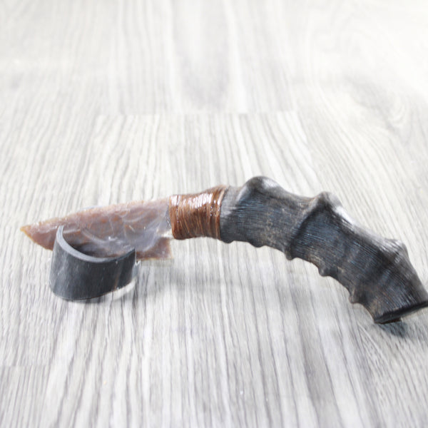 Impala Horn Handle Stone Blade Ornamental Knife #9059    Mountain Man Knife