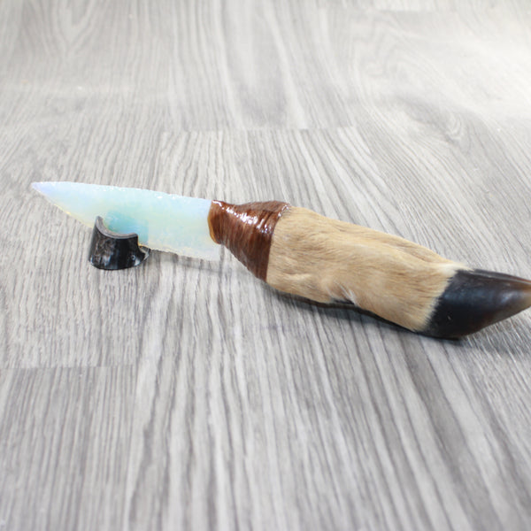 Deer Foot Handle Opalite Blade Ornamental Knife #1159     Mountain Man Knife