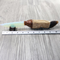 Deer Foot Handle Opalite Blade Ornamental Knife #1159     Mountain Man Knife