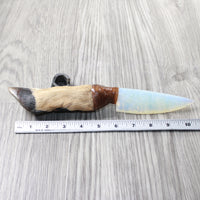 Deer Foot Handle Opalite Blade Ornamental Knife #1159     Mountain Man Knife