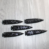 5 Obsidian Ornamental Spearheads  #468     Arrowhead