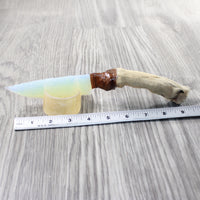 Coyote Foot Handle Opalite Blade Ornamental Knife #1259     Mountain Man Knife
