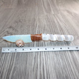 Selenite Spiral Handle Opalite Blade Ornamental Knife #20568