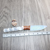 Selenite Spiral Handle Opalite Blade Ornamental Knife #20568