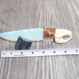 Muskrat Skull Handle Opalite Blade Ornamental Knife #08168