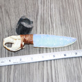 Muskrat Skull Handle Opalite Blade Ornamental Knife #08168