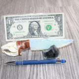 Muskrat Skull Handle Opalite Blade Ornamental Knife #08168