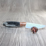 Orthoceras Fossil Handle Opalite Blade Ornamental Knife # 06268