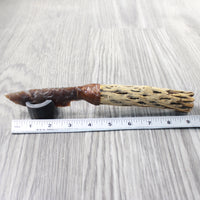 Cholla Cactus Wood Handle Stone Blade Ornamental Knife #0259    Mountain Man Knife